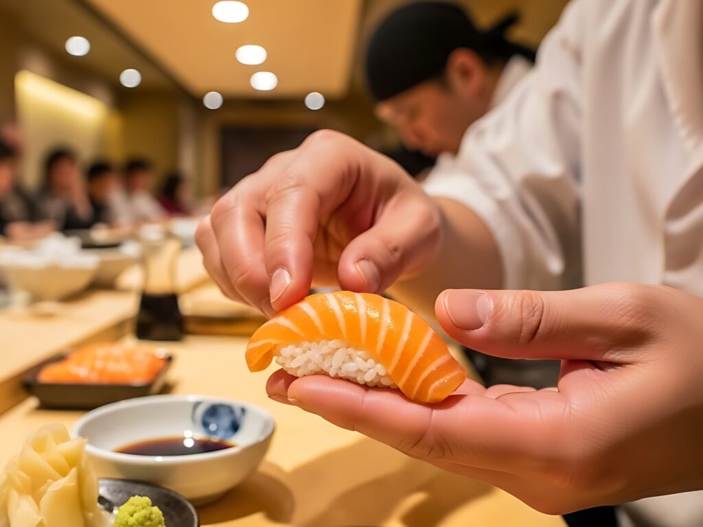 One of many sushi restaurants in Singapore filled with locals.