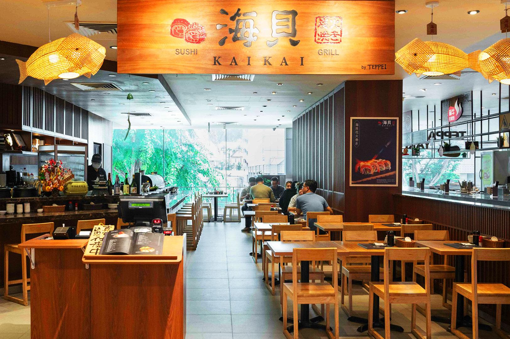 Kaikai Sushi and Grill restaurant interior in Singapore with modern Japanese dining space offering affordable sushi and casual dining experience