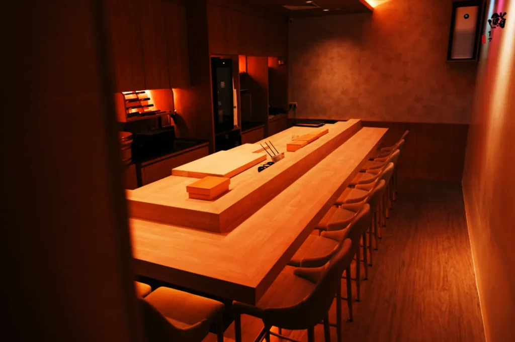 intimate sushi counter interior at Sushi Masa by Ki-setsu Singapore omakase dining experience