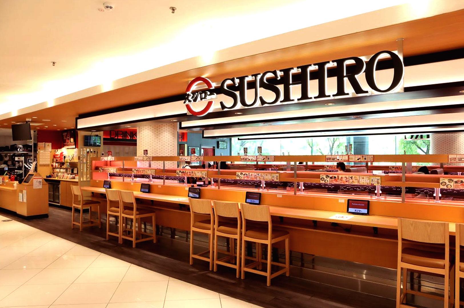 Sushiro Singapore conveyor belt sushi restaurant interior with counter seating
