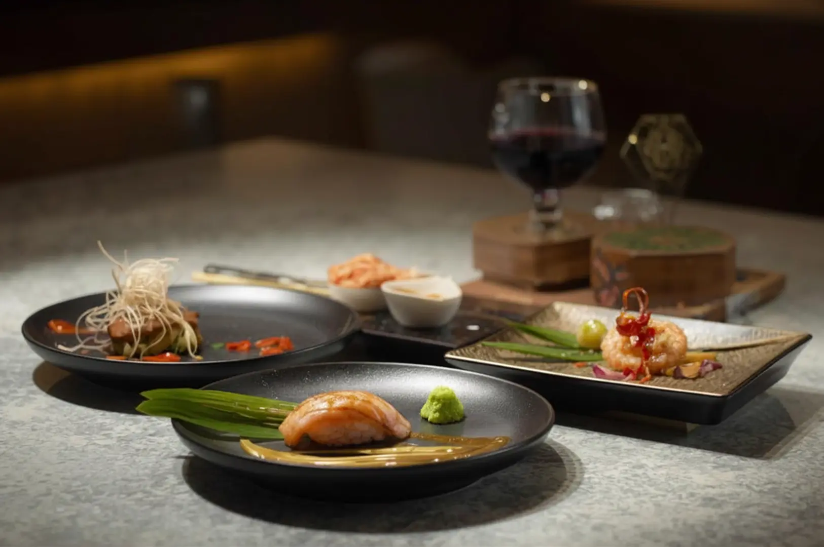 Omakase appetizers with wasabi