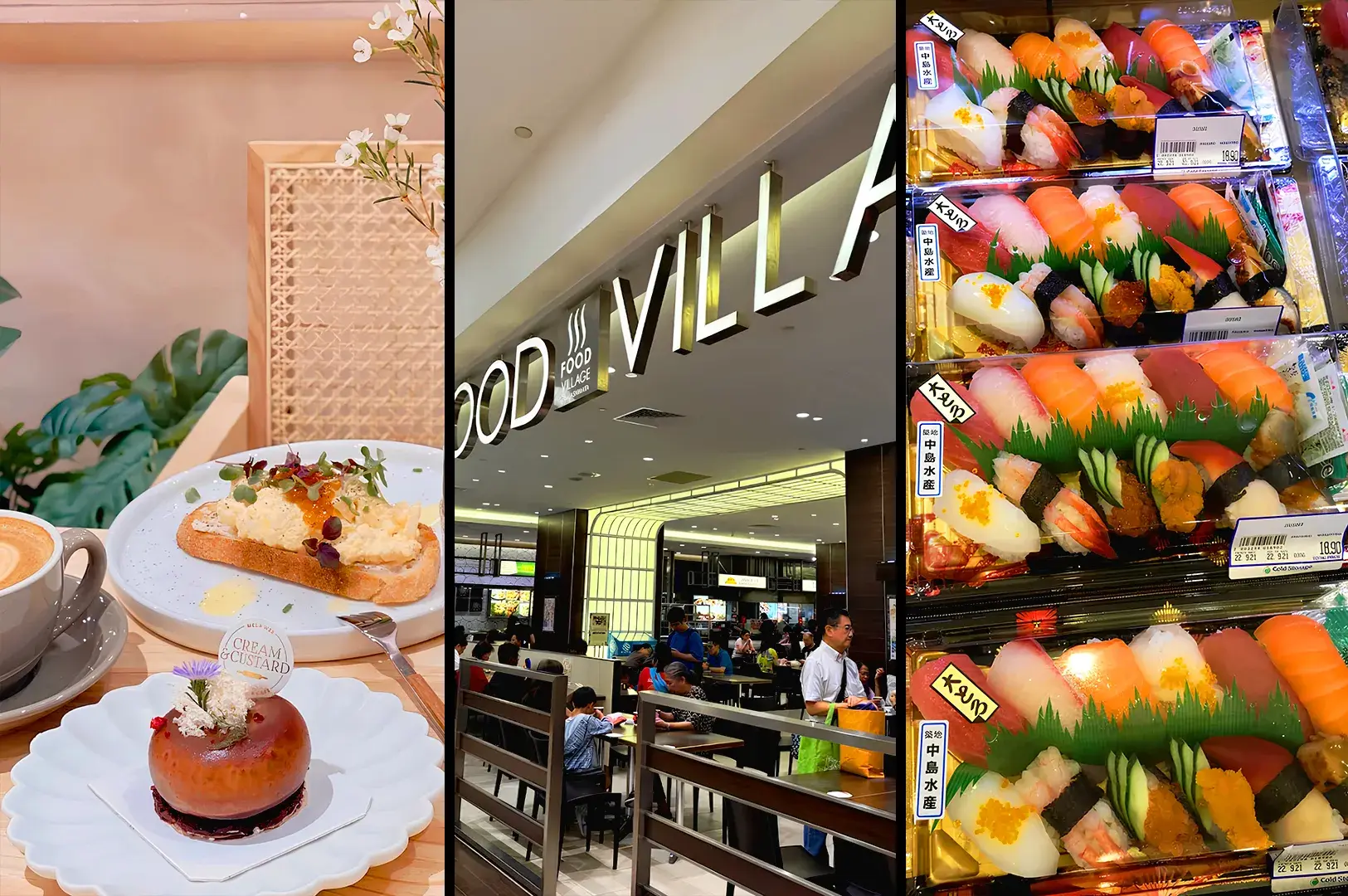 Japanese food selection at Takashimaya Singapore featuring sushi takeaway platters, Japanese desserts, and casual dining experiences in Orchard Road food hall